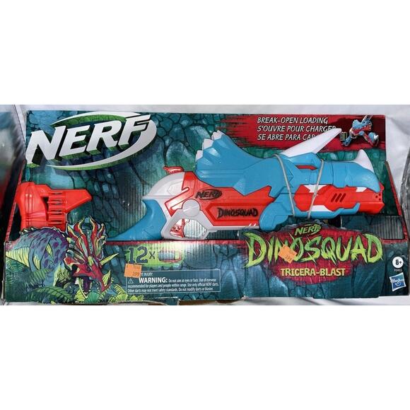 NEW NERF DINOSQUAD TRICERA BLAST TOY BLASTER 3 DART CAPACITY 12 DART STORAGE - Picture 1 of 5